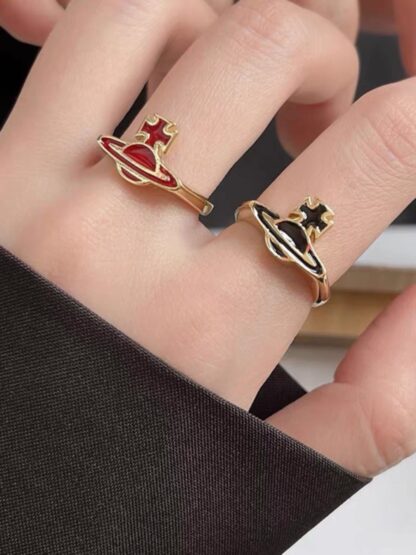 Vivienne Westwood Black Lacquer Saturn Ring - Image 9