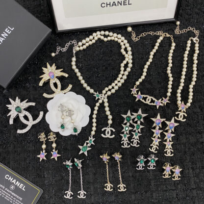 Chanel Colored Gemstone Star Pearl Necklace - Image 9