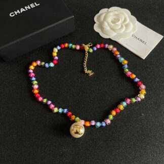 Chanel Colorful Pearl Double C Necklace
