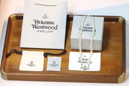 Vivienne Westwood White Diamond Saturn Pearl Necklace - Image 9