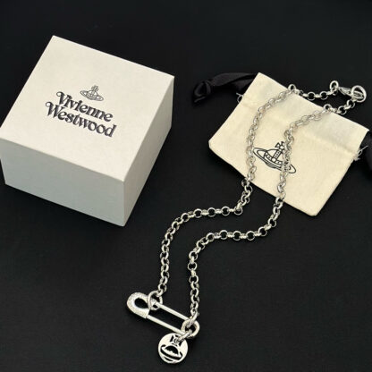 Vivienne Westwood safety pin smiley face necklace - Image 9