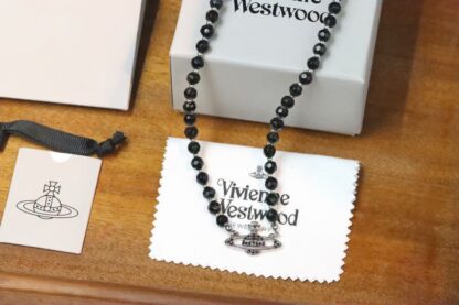 Vivienne Westwood Black Earth Star Glass Bead Necklace - Image 7