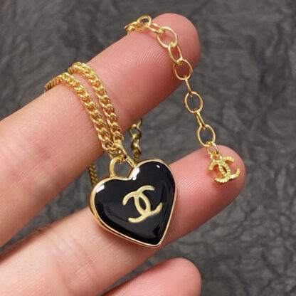 Chanel Black Heart Double-Sided Necklace - Image 8