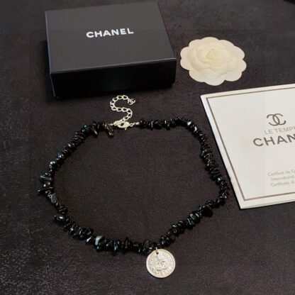 Chanel Black Agate Letters Thick Chain Necklace - Image 8