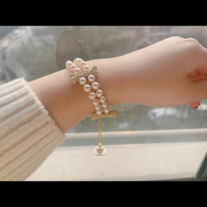 Vivienne Westwood Bone Double Row Pearl Bracelet - Image 9