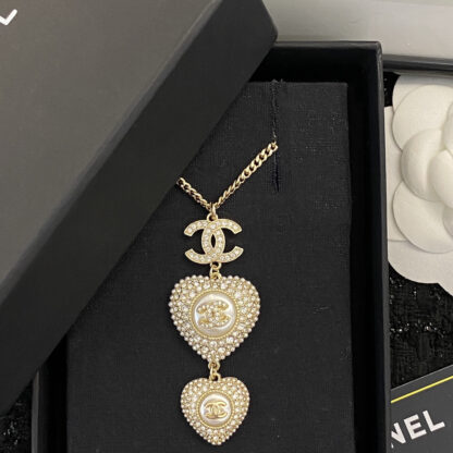 Chanel Diamond Double Heart Necklace - Image 9