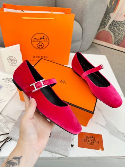 Hermès new dark pink handmade comfortable trendy loafers - Image 9