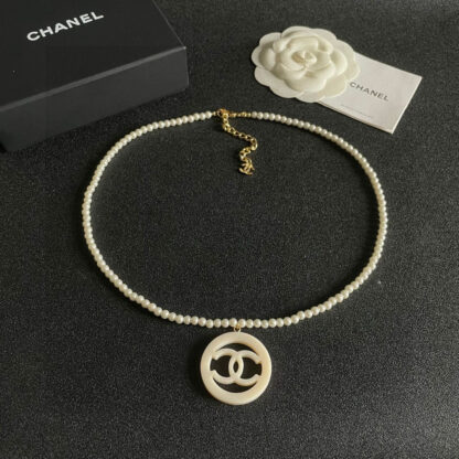 Chanel Pearl Double C Circle Necklace - Image 7