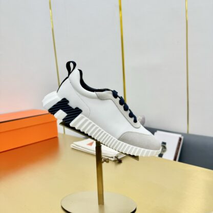 Hermes Spring and Summer Couple's White, Gray and Blue Color Matching Sports Casual Shoes - Image 9
