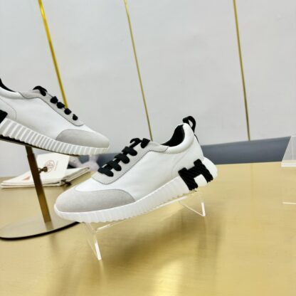 Hermes Spring and Summer Couple's White, Gray and Black Color Matching Sports Casual Shoes - Image 9