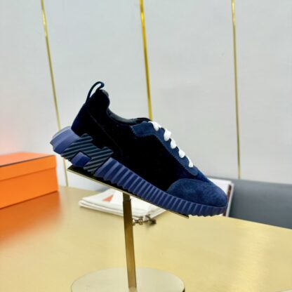 Hermès Spring and Summer Couple's Blue and Black Color Matching Sports Casual Shoes - Image 9