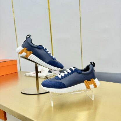 Hermès Spring and Summer Couples Blue and White Color Matching Sports Casual Shoes - Image 9