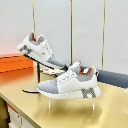 Hermes Spring and Summer Couples White and Gray Colorblock Breathable and Durable Sports Casual Shoes - Image 9