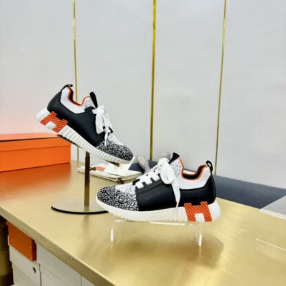 Hermes Spring and Summer Couples White and Black Color Matching Breathable and Durable Sports Casual Shoes - Image 9