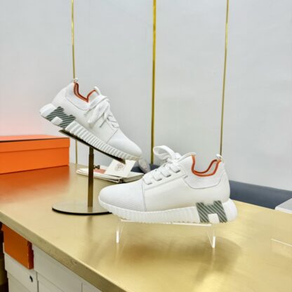 Hermes Spring and Summer Couples White and Orange Colorblock Breathable and Durable Sports Casual Shoes - Image 9