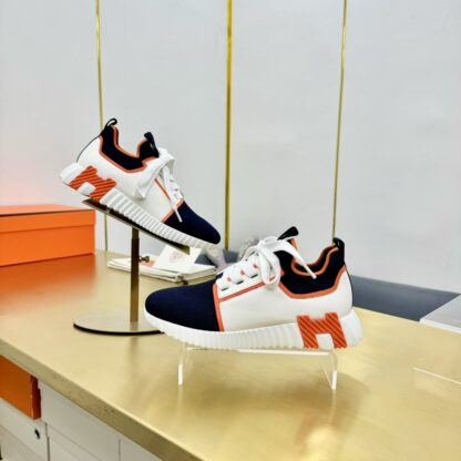 Hermès Spring and Summer Couples Blue and Orange Colorblock Breathable and Durable Sports Casual Shoes - Image 9