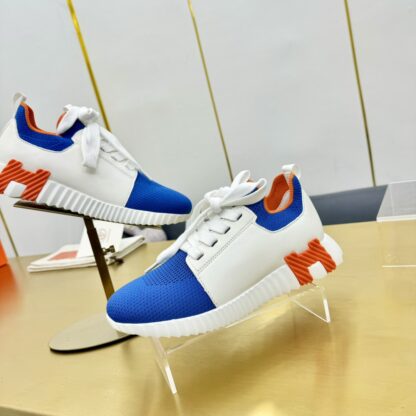 Hermes Spring and Summer Couples White, Blue and Orange Colorblock Breathable and Durable Sports Casual Shoes - Image 9