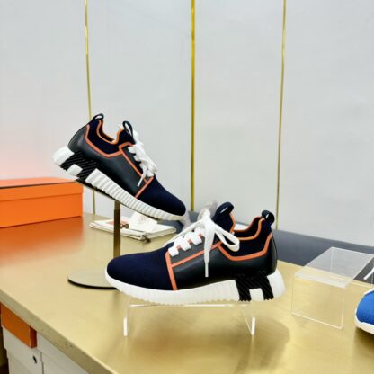Hermes Spring and Summer Couple's Black, Orange and White Colorblock Breathable and Durable Sports Casual Shoes - Image 9