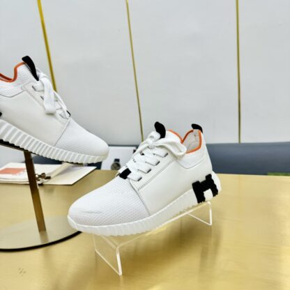 Hermes Spring and Summer Couples' White, Black and Orange Colorblock Breathable and Durable Sports Casual Shoes - Image 9