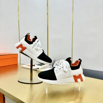 Hermes Spring and Summer Couple's Black, White and Orange Colorblock Breathable and Durable Sports Casual Shoes - Image 9