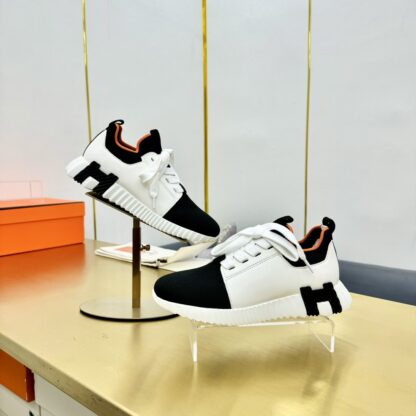 Hermes Spring and Summer Couples British Black and White Color Matching Breathable and Durable Sports Casual Shoes - Image 9