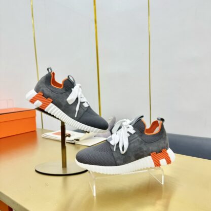 Hermes Spring and Summer Couples British Gray and Orange Colorblock Breathable and Durable Sports Casual Shoes - Image 9