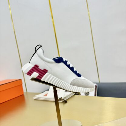 Hermes Spring and Summer Couples British Gray Blue and White Color Matching Sports Casual Shoes - Image 9
