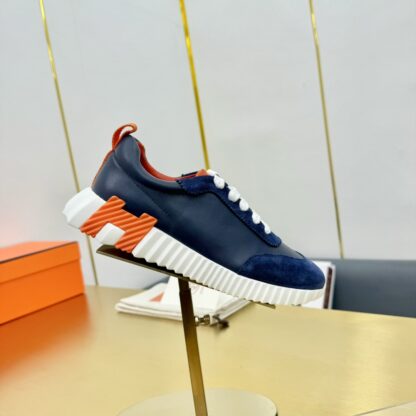 Hermès Spring and Summer Couples' British Blue and Orange Colorblocking Sports Casual Shoes - Image 9