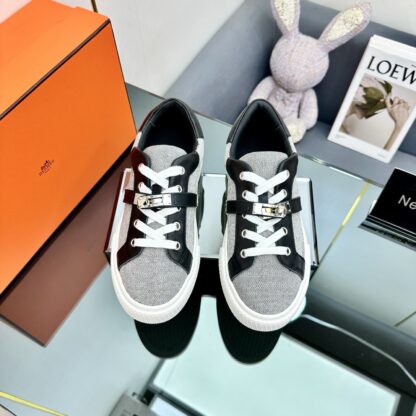 Hermes couple's lace-up thick-soled gray and black comfortable casual shoes - Image 9