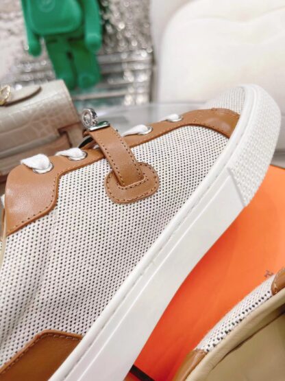 Hermes beige brown latest kelly shoe buckle classic flat casual shoes - Image 9
