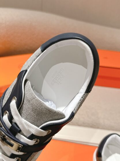 Hermes blue grey latest kelly shoe buckle classic flat casual shoes - Image 9