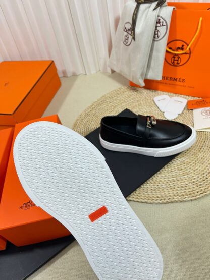 Hermes kelly shoe buckle black stylish noble casual loafers - Image 9