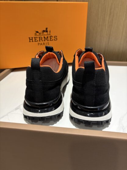 Hermès men's black and orange breathable sneakers - Image 9