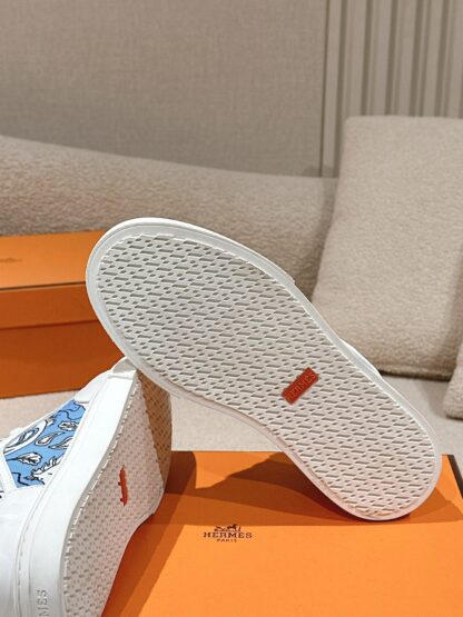 Hermes couple blue and white fashion retro casual skateboard shoes - Image 9