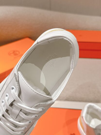 Hermes couple white and yellow fashion retro casual skateboard shoes - Image 9