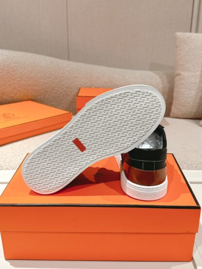 Hermes couple black brown fashion retro casual skateboard shoes - Image 9