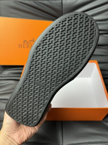 Hermes black leather high-end noble high-top casual shoes - Image 9