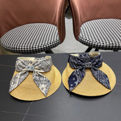 Dior raffia hat summer bow sun hat - Image 11