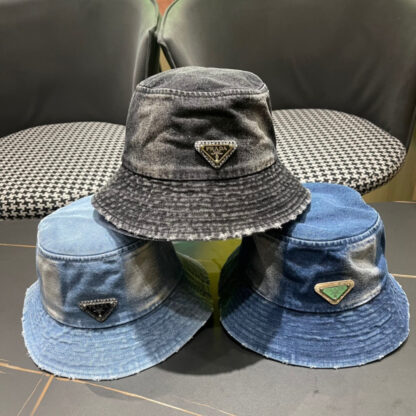Prada Denim Triangle Bucket Hat - Image 10