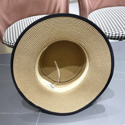 Celine summer flat top sun protection all-match senior straw hat - Image 10