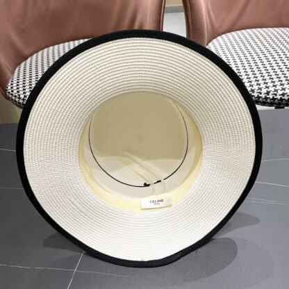 Celine summer flat top sun protection all-match senior straw hat - Image 10