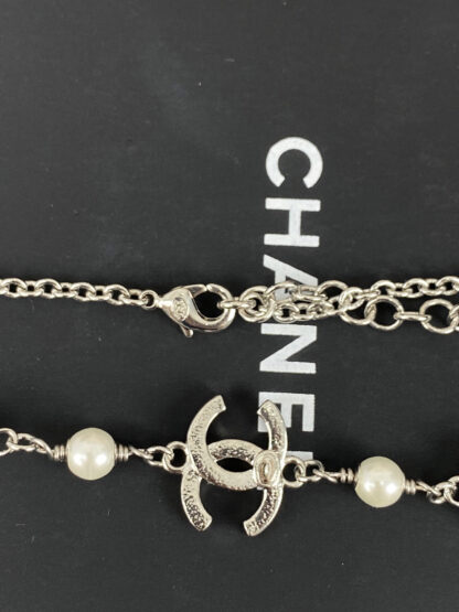 Chanel love color pearl double c silver necklace - Image 10
